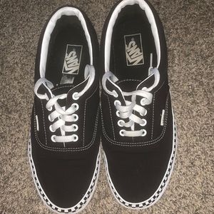 Vans black sneakers w checkerboard trim
